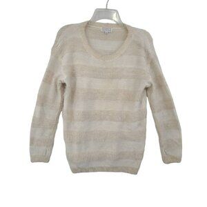 Joseph A Women's Long Sleeve Pullover Fuzzy  textured Sweater Cream Size M